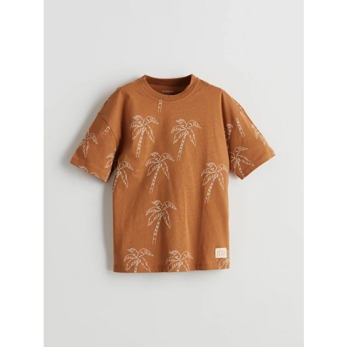 LCW Kids Kahverengi Baskılı Pamuklu Erkek Çocuk Tişört ve Şort 2li