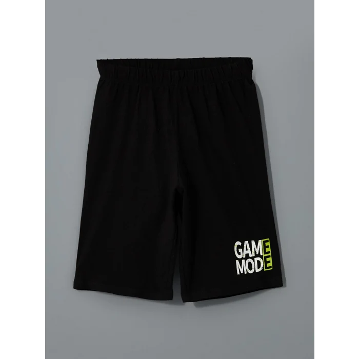 LCW Kids Beyaz Bisiklet Yaka Erkek Çocuk Şortlu Pijama Takımı