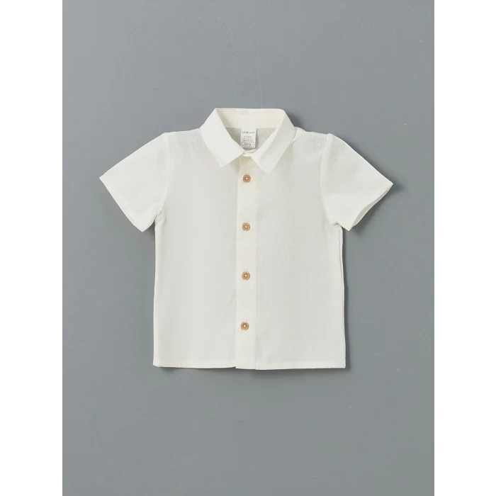 LCW baby Ekru Basic Erkek Bebek Gömlek ve Şort 2li