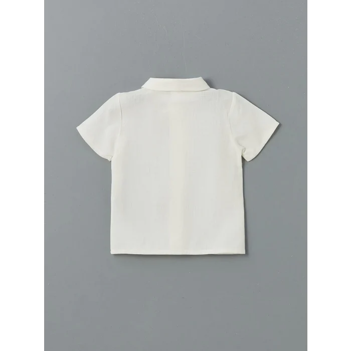 LCW baby Ekru Basic Erkek Bebek Gömlek ve Şort 2li