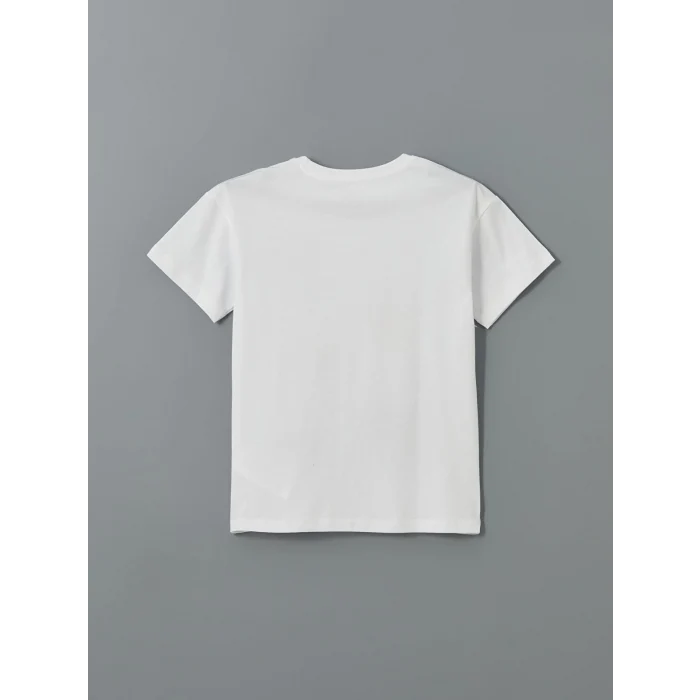 LCW Kids Beyaz Bisiklet Yaka Erkek Çocuk Şortlu Pijama Takımı