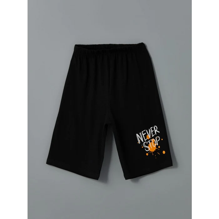 LCW Kids Beyaz Bisiklet Yaka Erkek Çocuk Şortlu Pijama Takımı