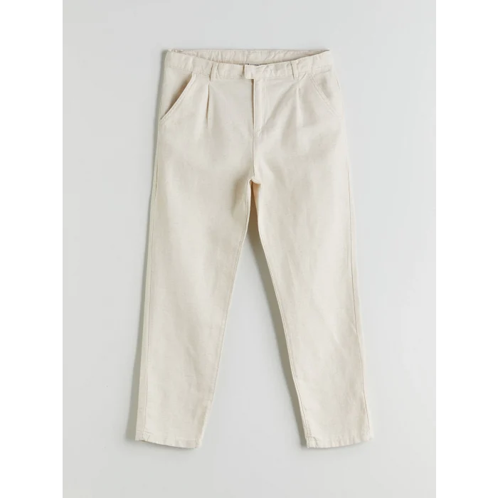 LCW Kids Ekru Keten Karışımlı Erkek Çocuk Pantolon