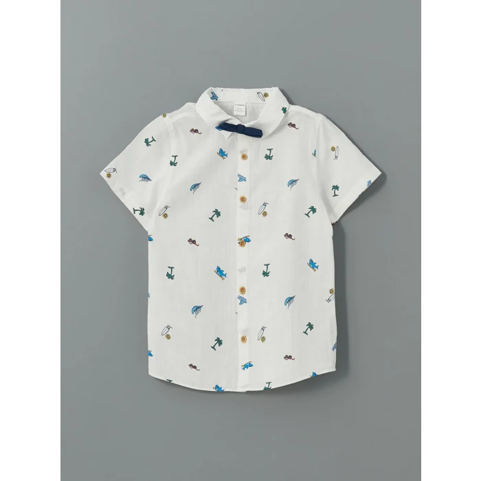 LCW Kids Ekru Papyonlu Erkek Çocuk Gömlek ve Şort 2li