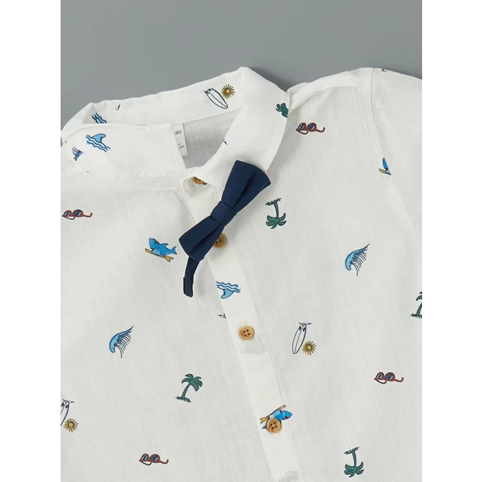 LCW Kids Ekru Papyonlu Erkek Çocuk Gömlek ve Şort 2li