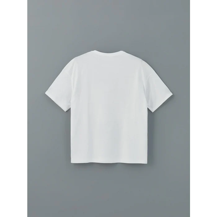 LCW Kids Beyaz Bisiklet Yaka Kız Çocuk Şortlu Pijama Takımı