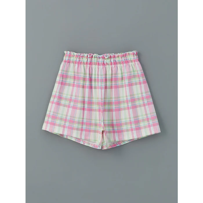 LCW Kids Beyaz Bisiklet Yaka Kız Çocuk Şortlu Pijama Takımı