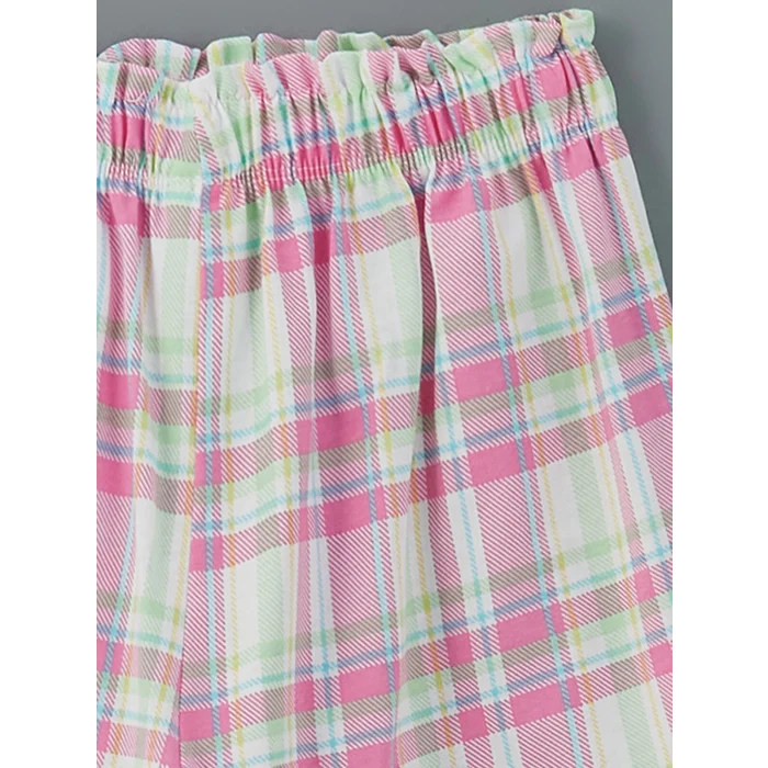 LCW Kids Beyaz Bisiklet Yaka Kız Çocuk Şortlu Pijama Takımı