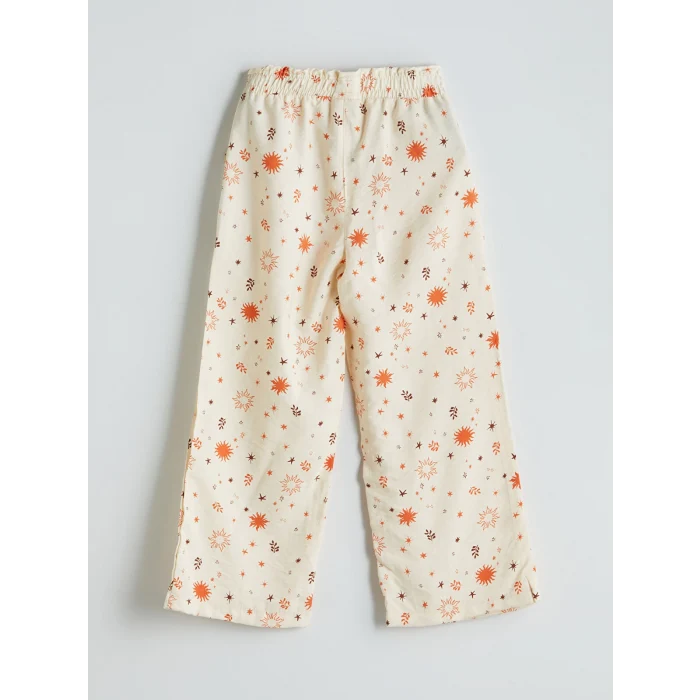 LCW Kids Ekru Beli Lastikli Kız Çocuk Pantolon