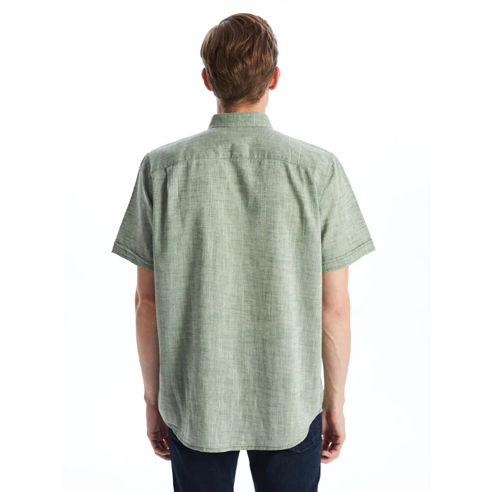LCWAIKIKI Classic Yeşil Regular Fit Keten Karışımlı Erkek Gömlek
