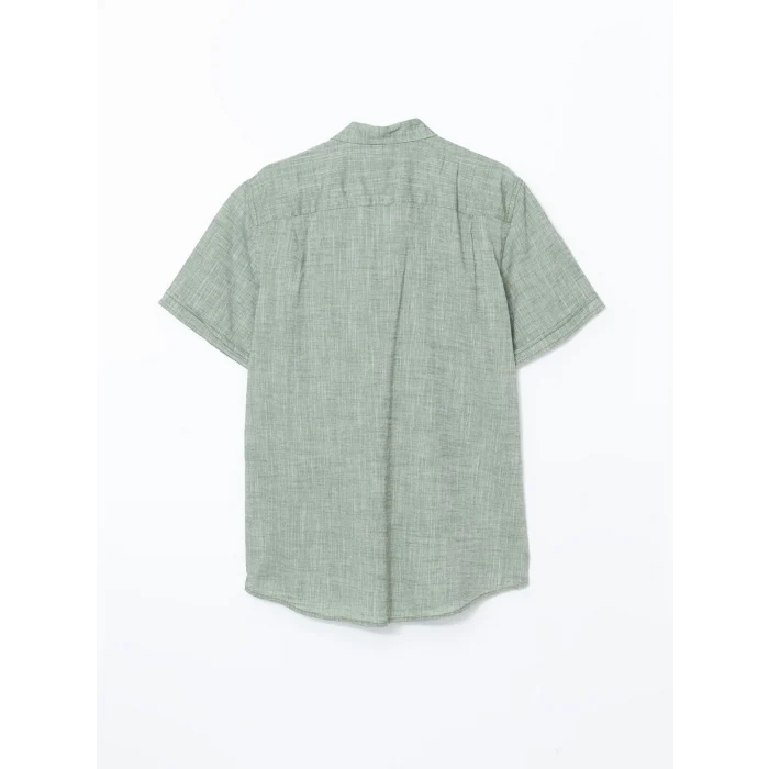 LCWAIKIKI Classic Yeşil Regular Fit Keten Karışımlı Erkek Gömlek