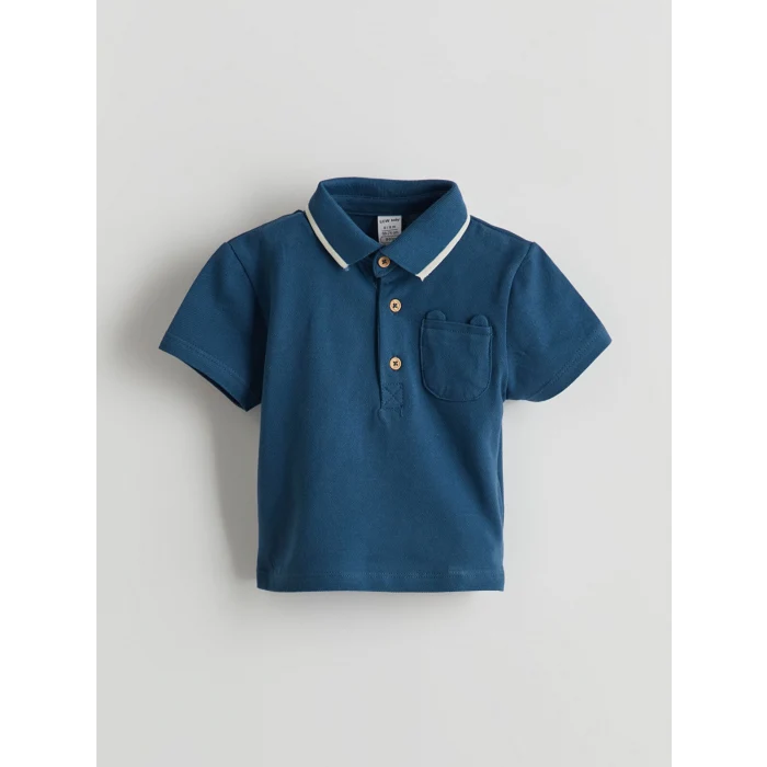 LCW baby Lacivert Polo Yaka Erkek Bebek Tişört ve Pantolon 2li