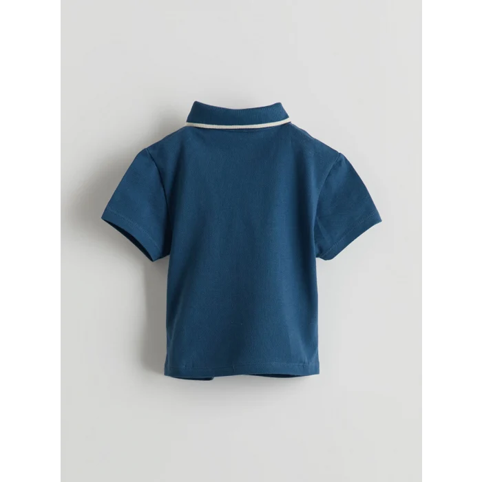 LCW baby Lacivert Polo Yaka Erkek Bebek Tişört ve Pantolon 2li