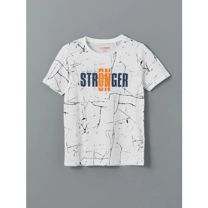 LCW Kids Beyaz Bisiklet Yaka Erkek Çocuk Şortlu Pijama Takımı