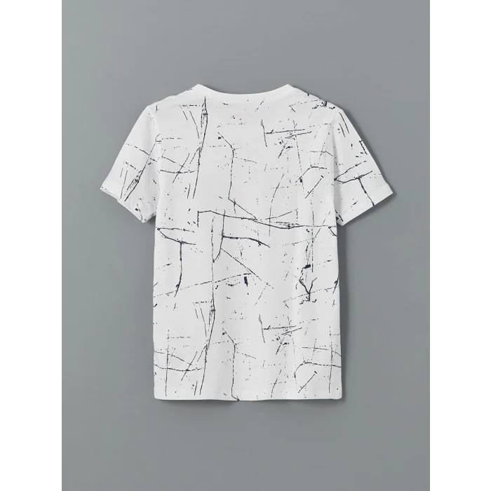 LCW Kids Beyaz Bisiklet Yaka Erkek Çocuk Şortlu Pijama Takımı