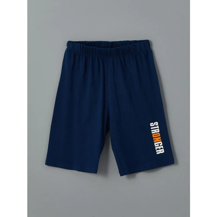 LCW Kids Beyaz Bisiklet Yaka Erkek Çocuk Şortlu Pijama Takımı