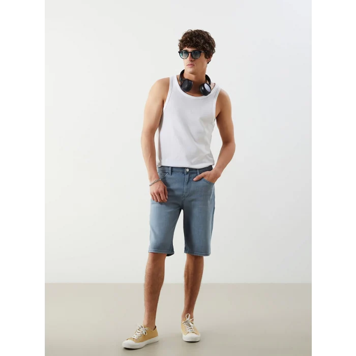 LCW Jeans Gri Slim Fit Erkek Jean Şort