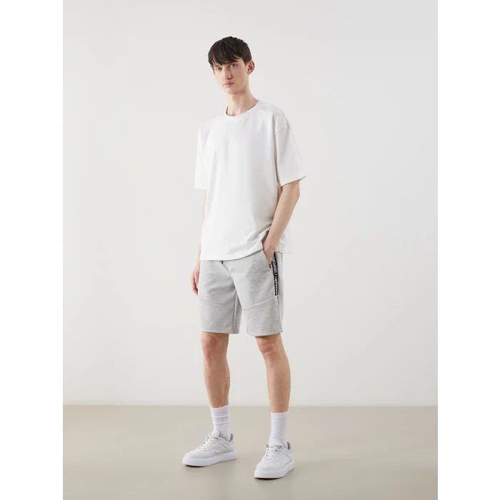 XSIDE Gri Beli Bağlamalı Örme Erkek Şort