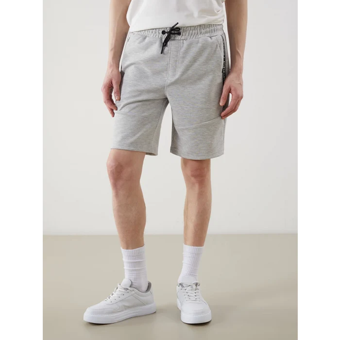 XSIDE Gri Beli Bağlamalı Örme Erkek Şort