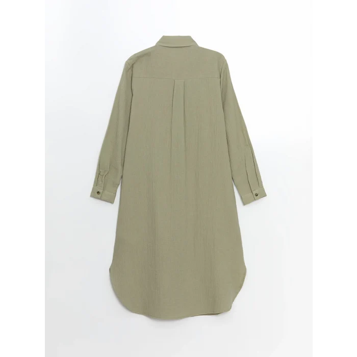 LCWAIKIKI Classic Yeşil Dokulu Kadın Gömlek Elbise