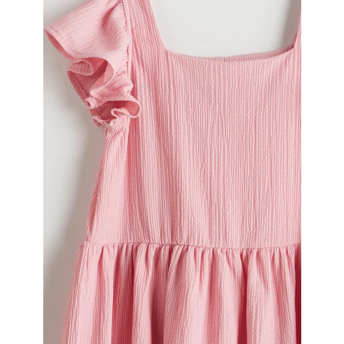 LC WAIKIKI Pembe Düz Fırfırlı Kız Çocuk Elbise