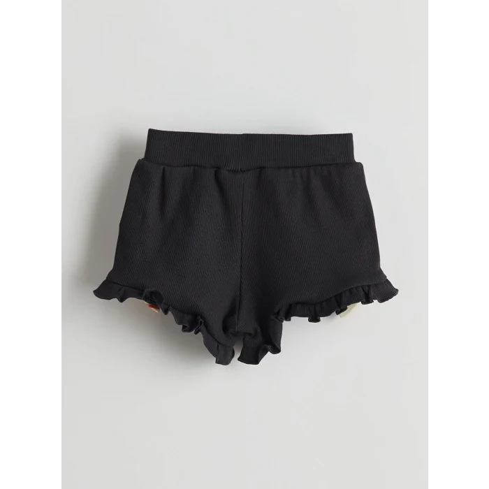 LCW baby Ekru Aplike Çiçekli Kız Bebek Bluz ve Şort 2li