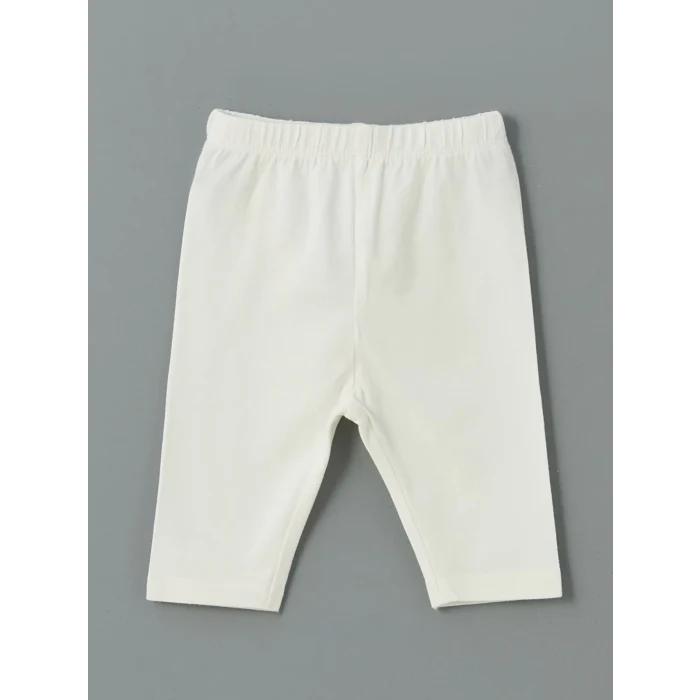 LCW baby Pembe Bisiklet Yaka Çiçekli Kız Bebek Bluz ve Tayt 2li