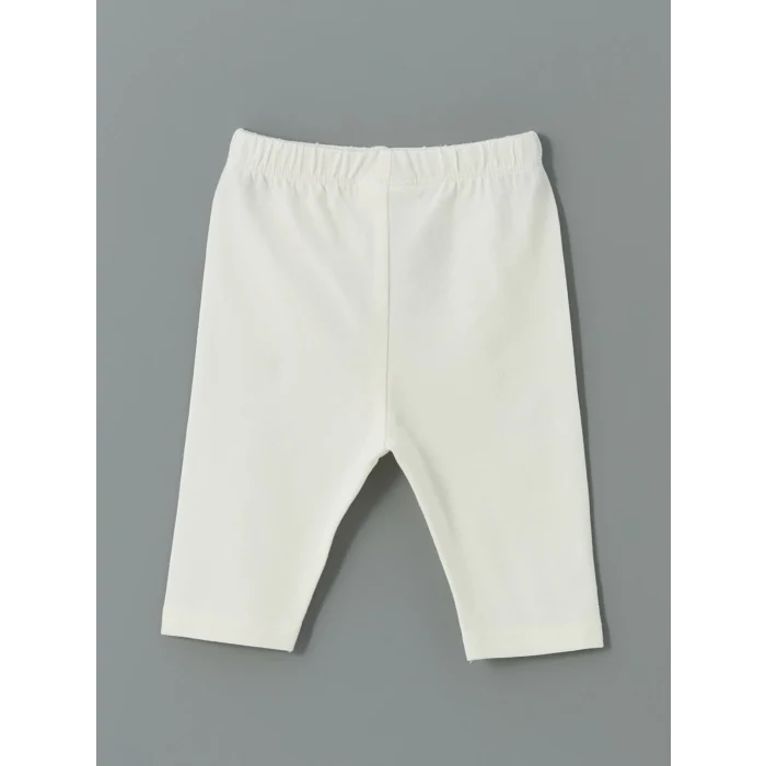 LCW baby Pembe Bisiklet Yaka Çiçekli Kız Bebek Bluz ve Tayt 2li