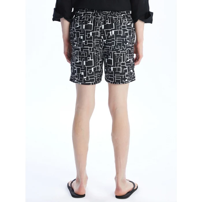 XSIDE Siyah Kısa Boy Desenli Erkek Deniz Şortu