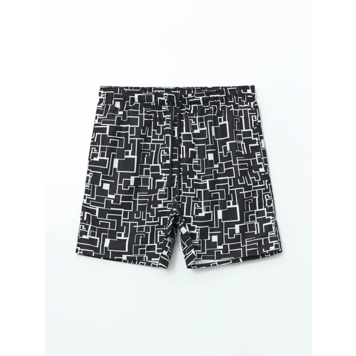 XSIDE Siyah Kısa Boy Desenli Erkek Deniz Şortu