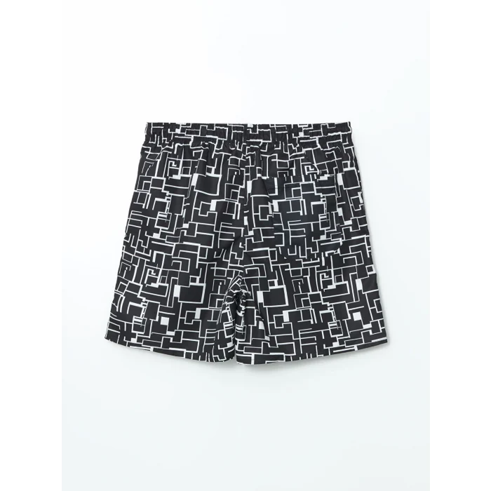 XSIDE Siyah Kısa Boy Desenli Erkek Deniz Şortu