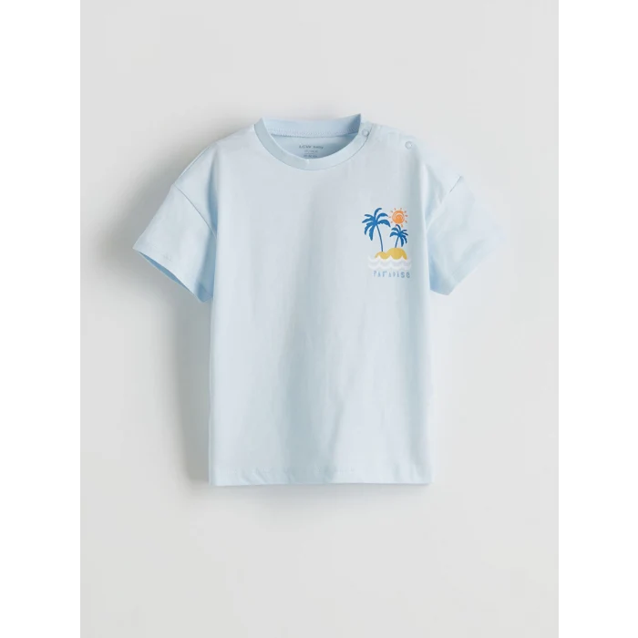 LCW baby Mavi Baskılı Erkek Bebek Tulum ve Şort 2li