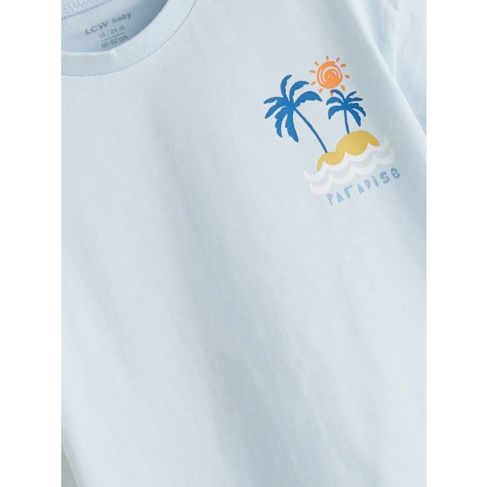 LCW baby Mavi Baskılı Erkek Bebek Tulum ve Şort 2li