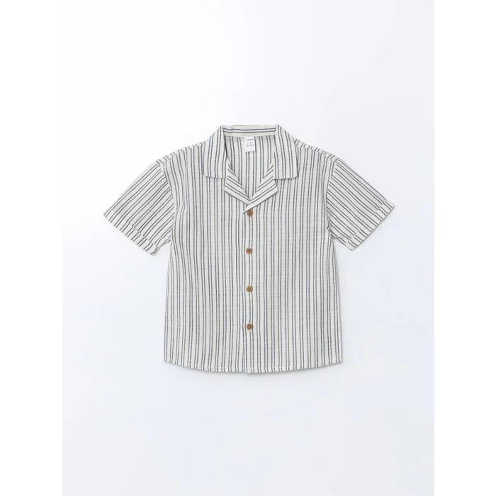 LCW Kids Bej Çizgili Erkek Çocuk Gömlek ve Şort 2li