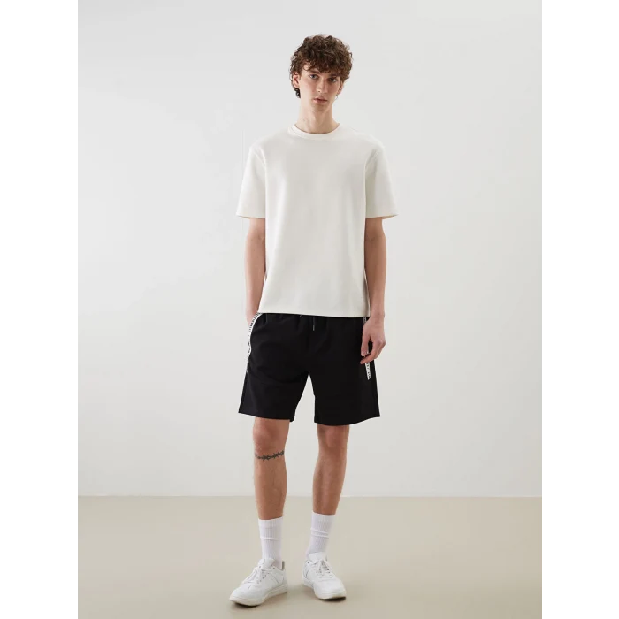 XSIDE Siyah Beli Bağlamalı Örme Erkek Şort