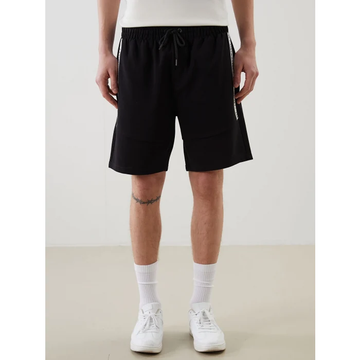 XSIDE Siyah Beli Bağlamalı Örme Erkek Şort