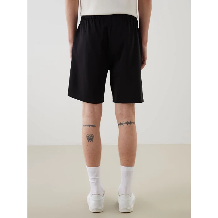 XSIDE Siyah Beli Bağlamalı Örme Erkek Şort