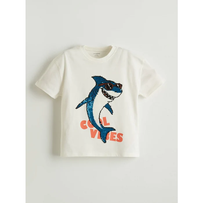 LCW Kids Ekru Baskılı Erkek Çocuk Tişört ve Şort 2li