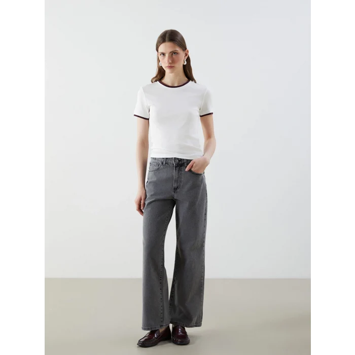 LCW Jeans Siyah Wideleg Kadın Jean Pantolon