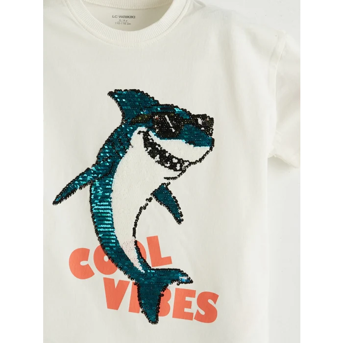 LCW Kids Ekru Baskılı Erkek Çocuk Tişört ve Şort 2li