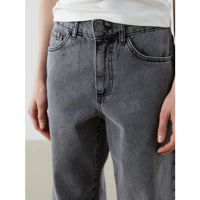 LCW Jeans Siyah Wideleg Kadın Jean Pantolon