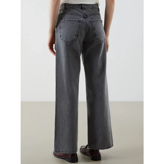 LCW Jeans Siyah Wideleg Kadın Jean Pantolon