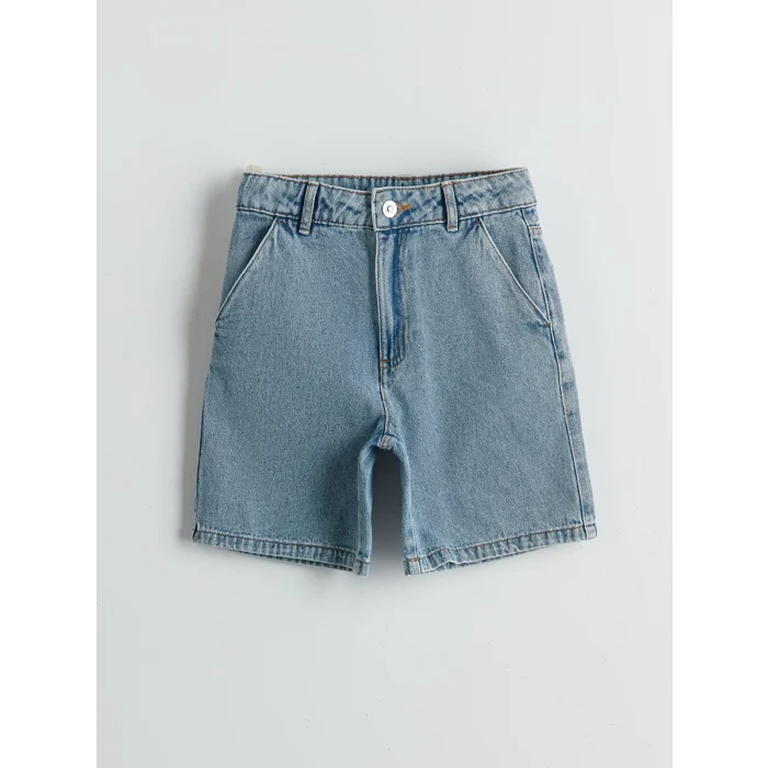 LCW Kids Mavi Beli Ayarlanabilir Lastikli Kız Çocuk Jean Şort