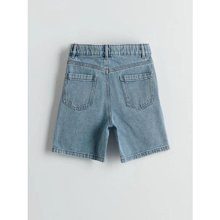 LCW Kids Mavi Beli Ayarlanabilir Lastikli Kız Çocuk Jean Şort