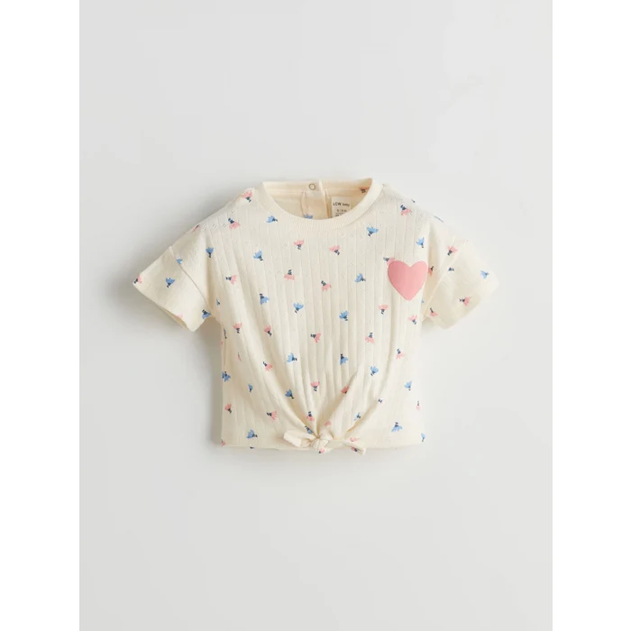 LCW baby Bej Beli Lastikli Kız Bebek Tişört ve Şort 2li