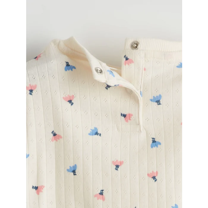 LCW baby Bej Beli Lastikli Kız Bebek Tişört ve Şort 2li