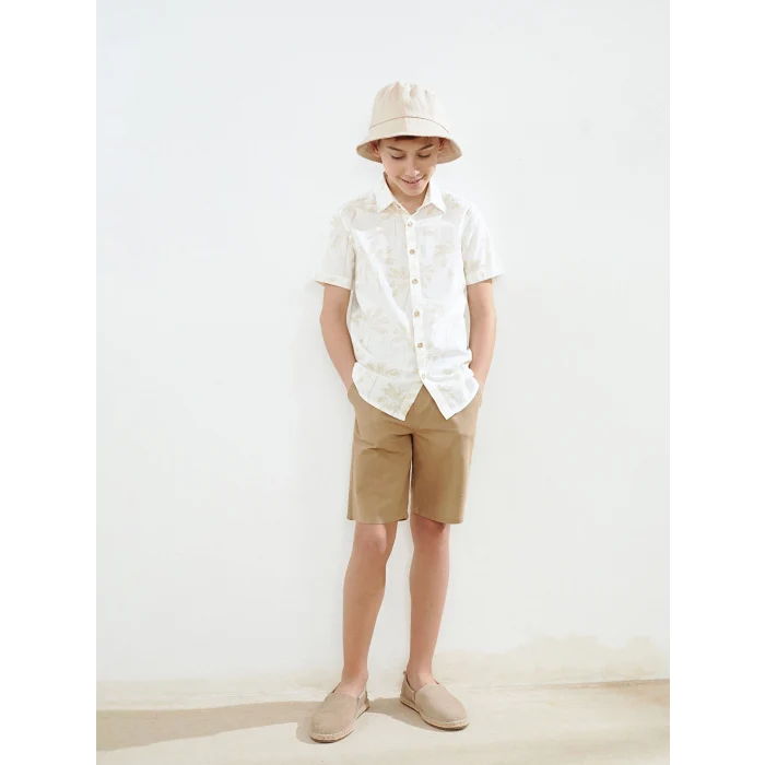 LCW Kids Haki Desenli Erkek Çocuk Gömlek ve Şort