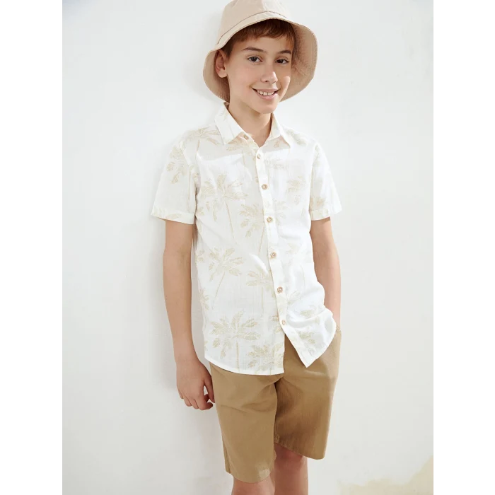 LCW Kids Haki Desenli Erkek Çocuk Gömlek ve Şort