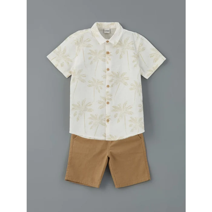 LCW Kids Haki Desenli Erkek Çocuk Gömlek ve Şort