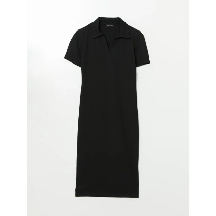 LCW Vision Siyah Polo Yaka Bodycon Elbise